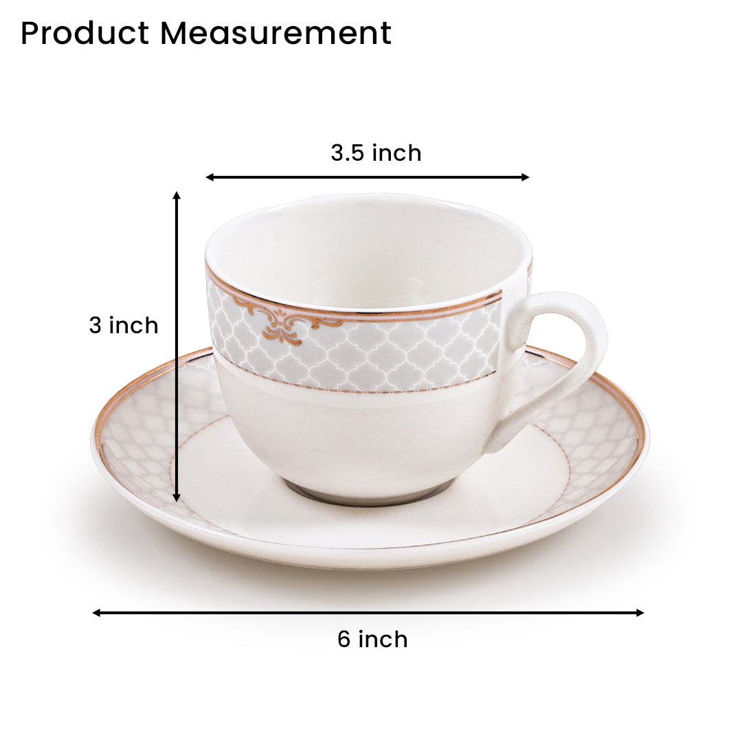 Ivory Rose Grey Cup Saucer (Set of 6)