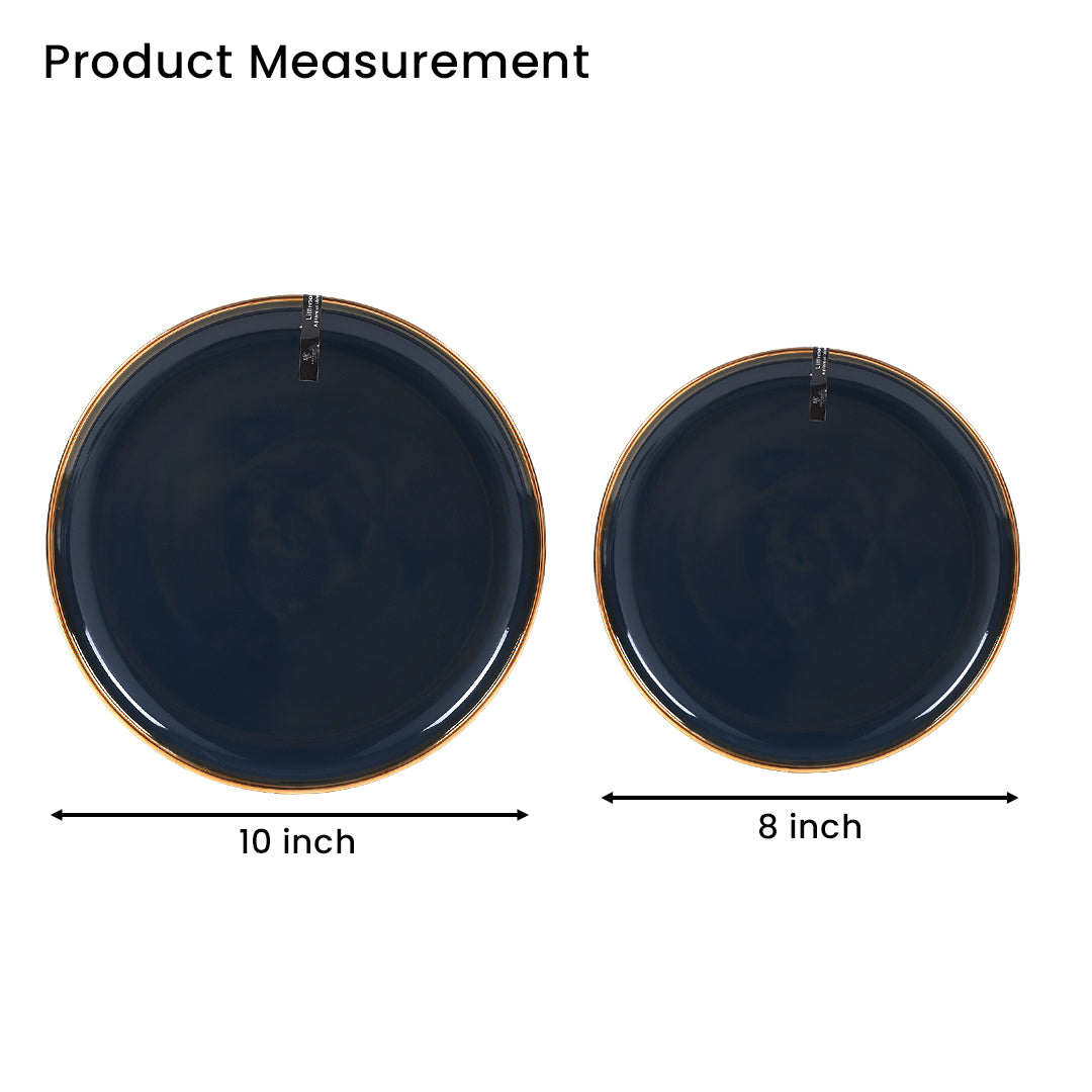 Ceramic Navy Blue Gold 35 Piece DInner Set