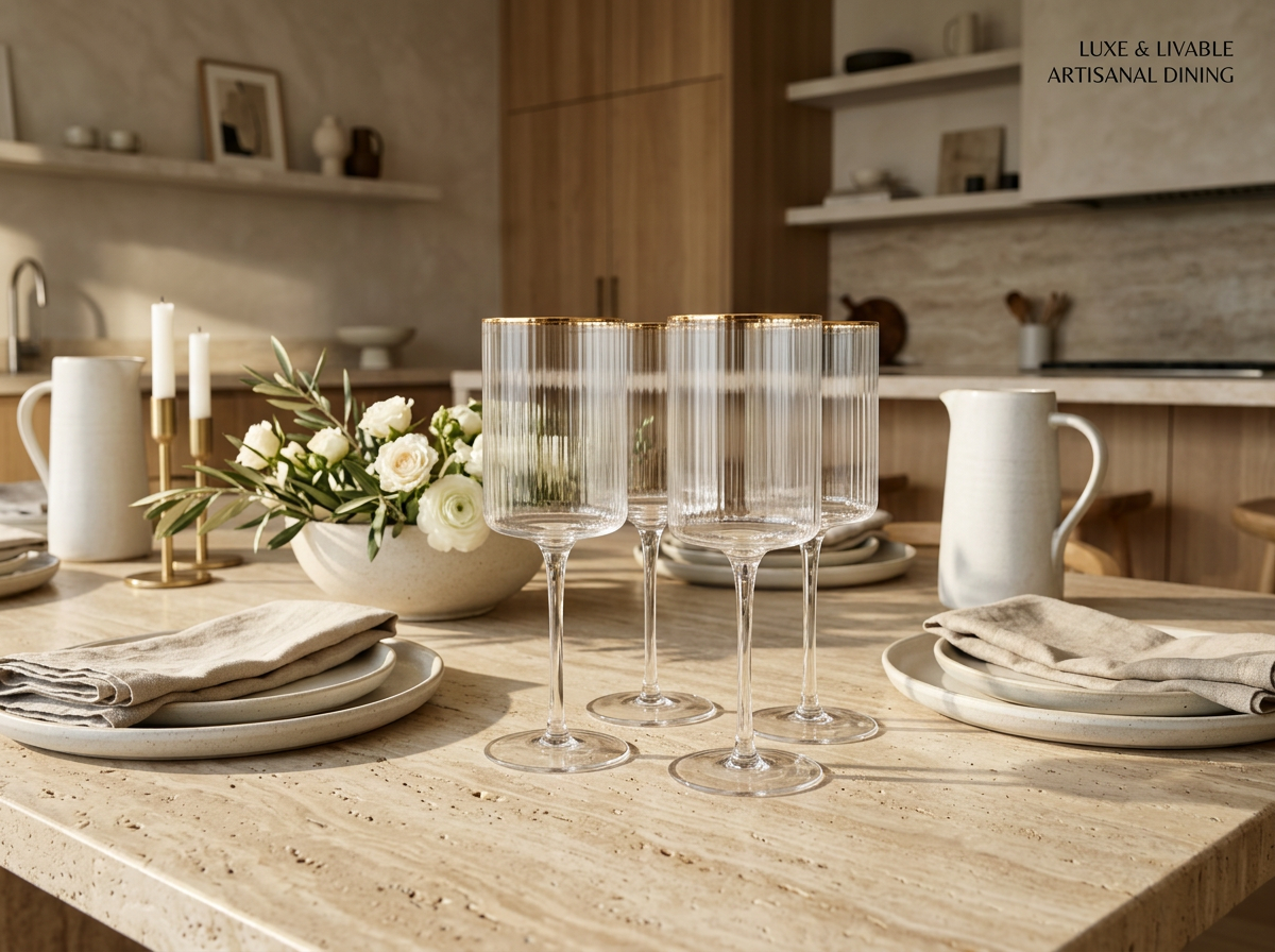 Signature Fluted Gold Line Wine Glass
