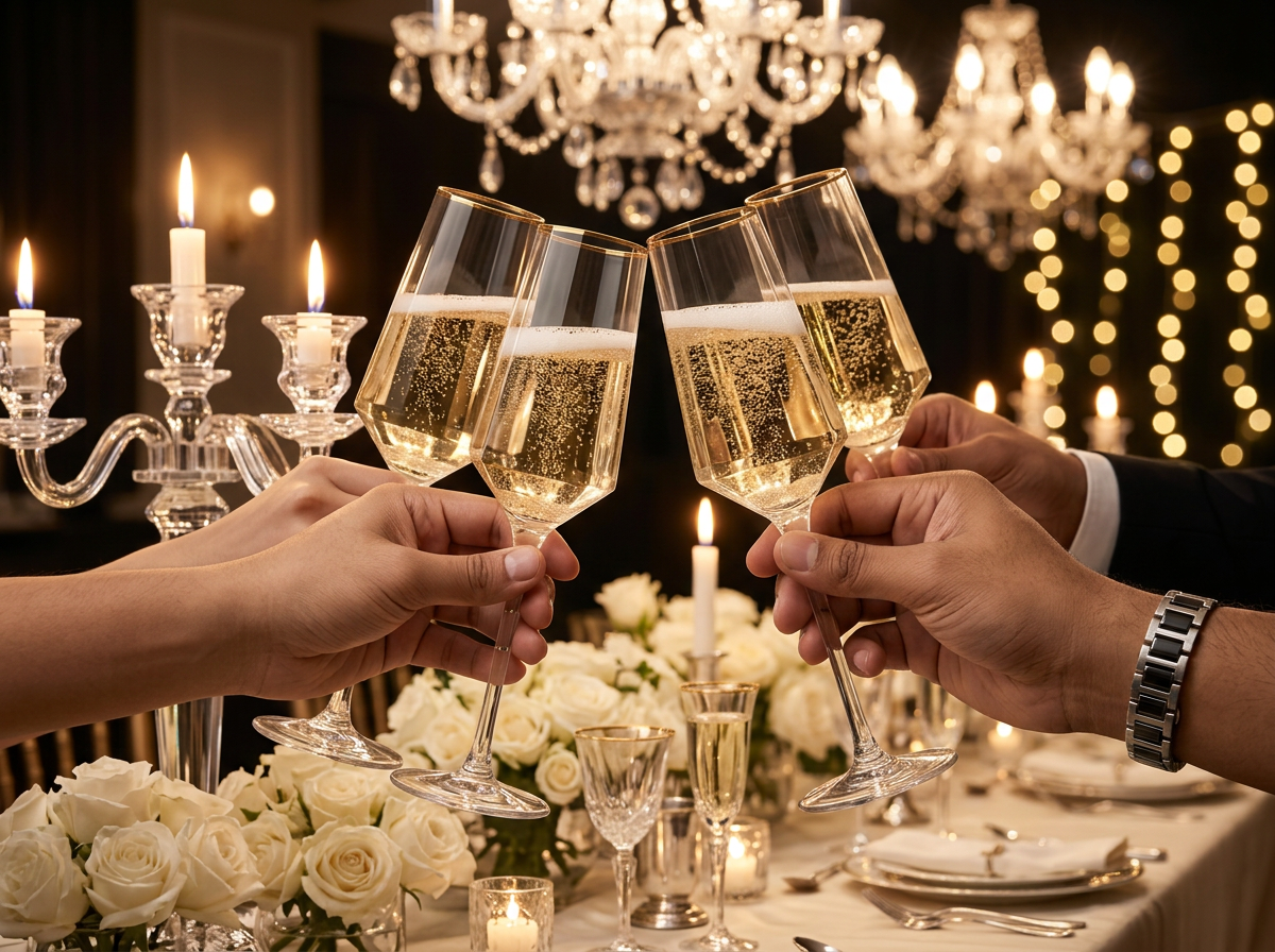 Signature Gold Prism Champagne Glass