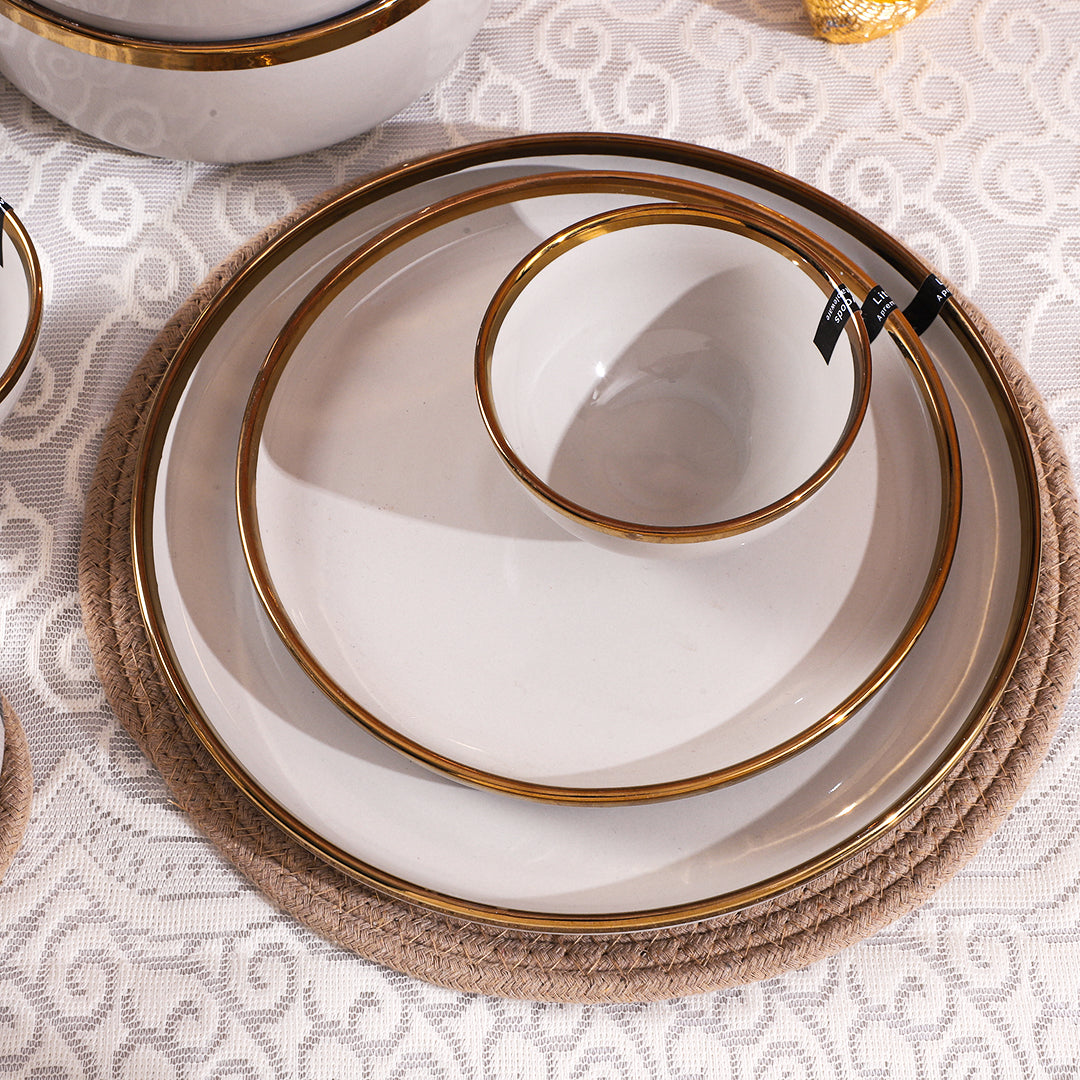 Ceramic Marble Grey Gold 35 Piece Dinner Set