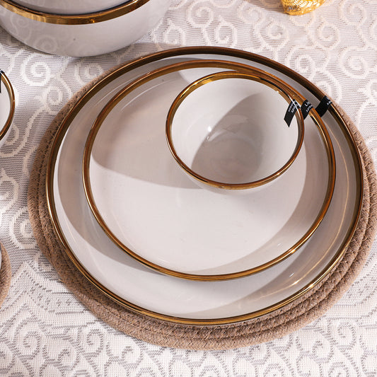 Ceramic Marble Grey Gold 35 Piece Dinner Set