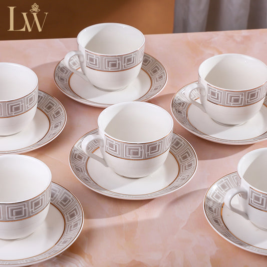 Quadrille Grey Cup Saucer (Set of 6)