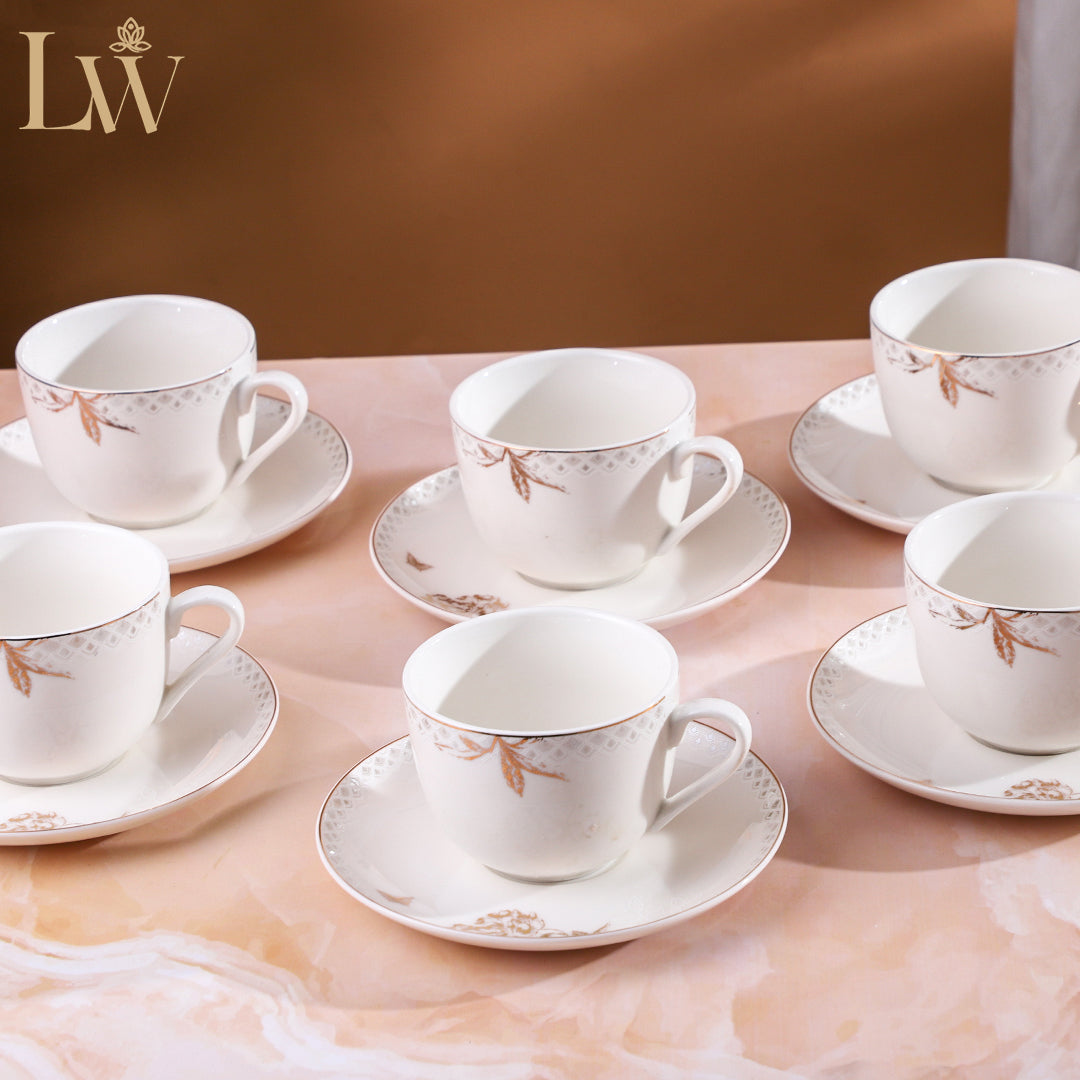 Amber Leaf Cup Saucer (Set of 6)
