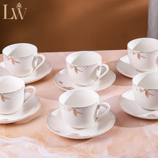 Amber Leaf Cup Saucer (Set of 6)