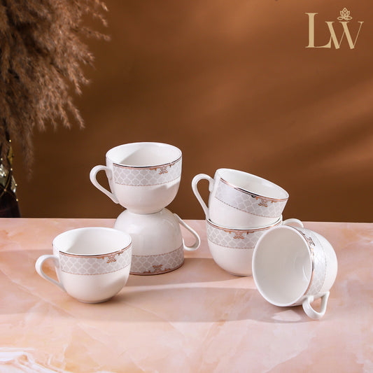 Ivory Rose Grey Cup Saucer (Set of 6)