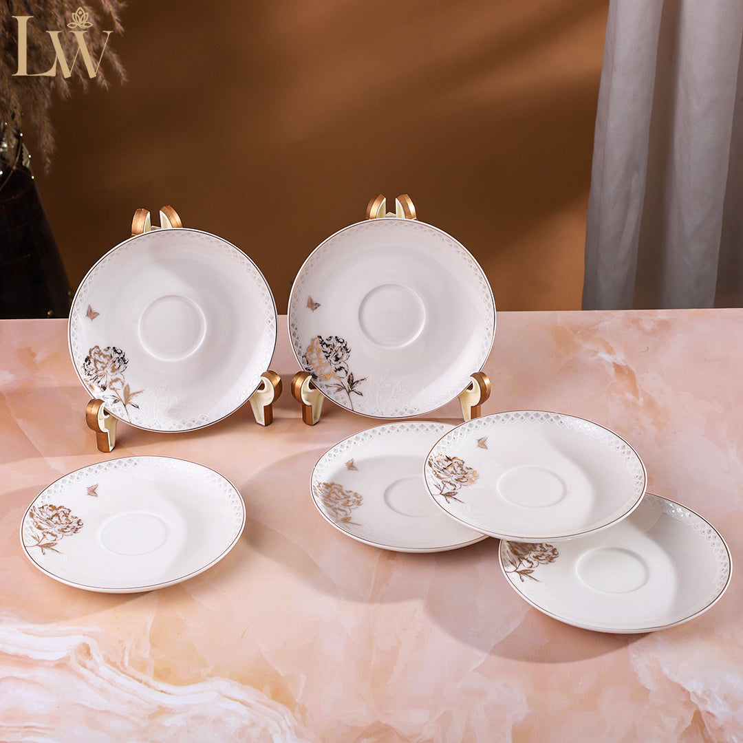 Amber Leaf Cup Saucer (Set of 6)