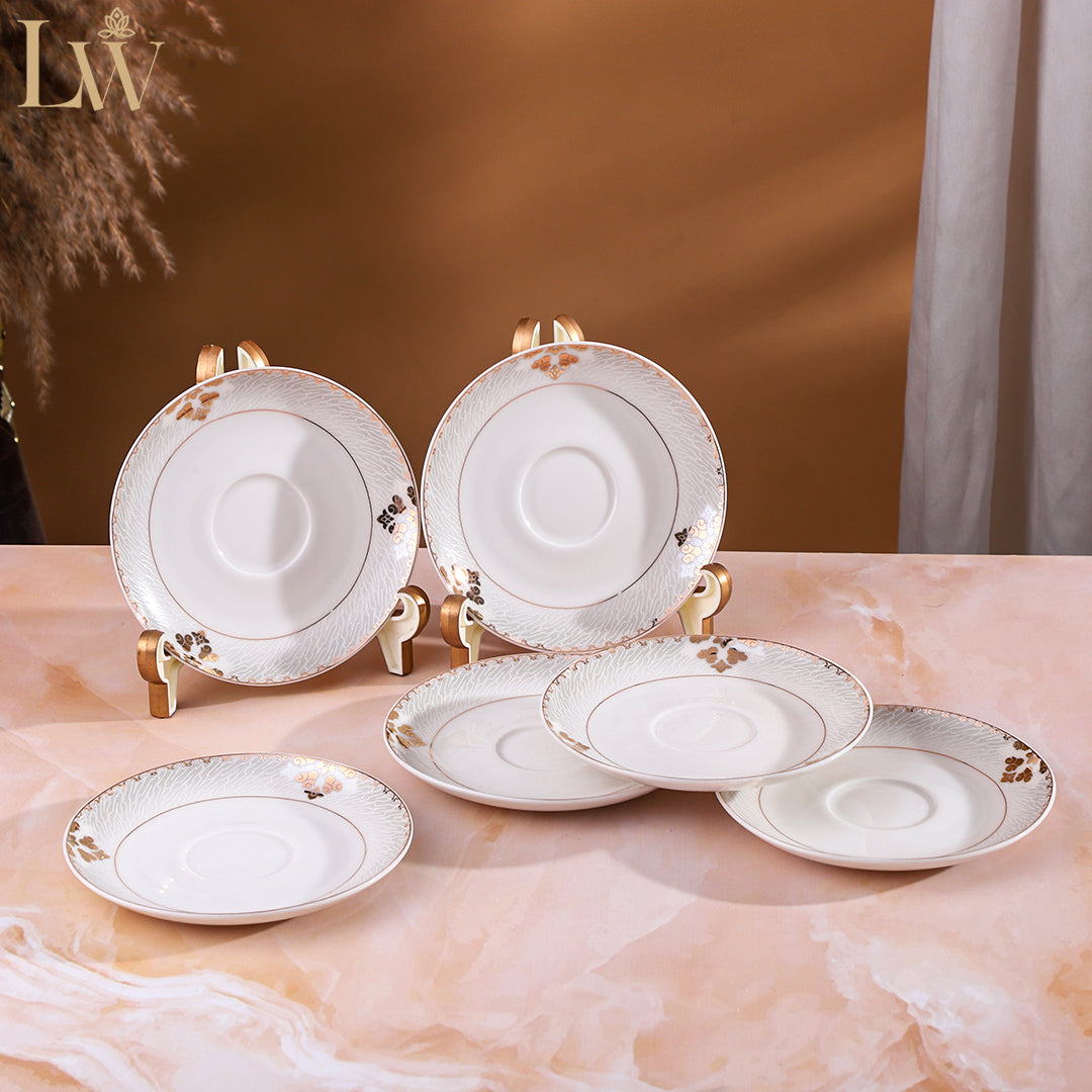 Ivory Rose Grey Cup Saucer (Set of 6)