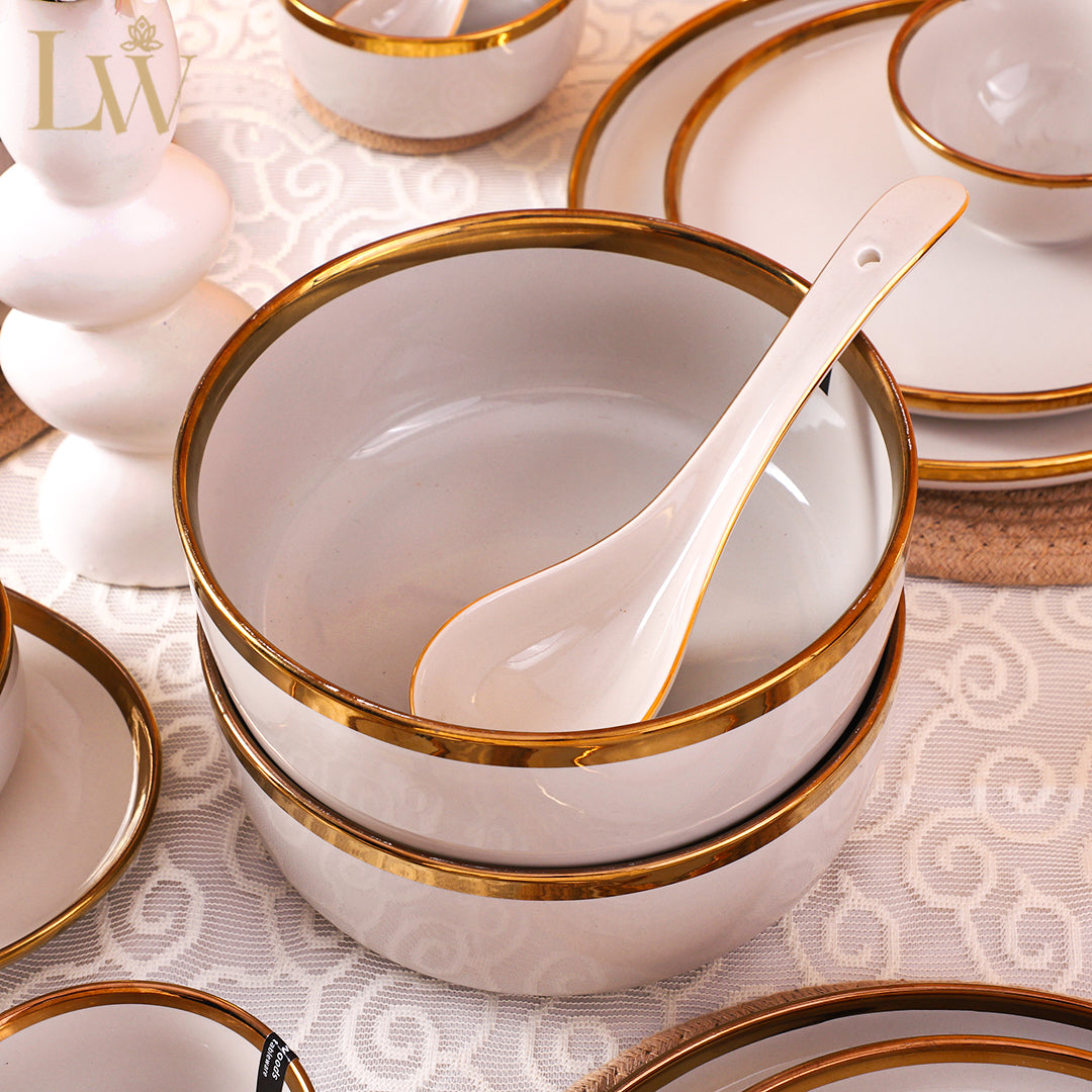 Ceramic Marble Grey Gold 35 Piece Dinner Set