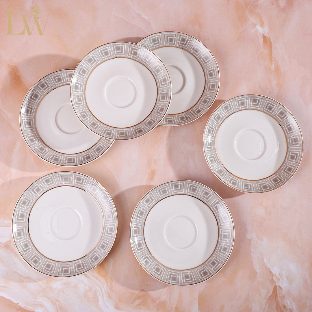 Quadrille Grey Cup Saucer (Set of 6)