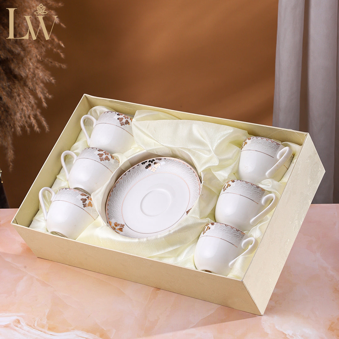 Ivory Rose Grey Cup Saucer (Set of 6)