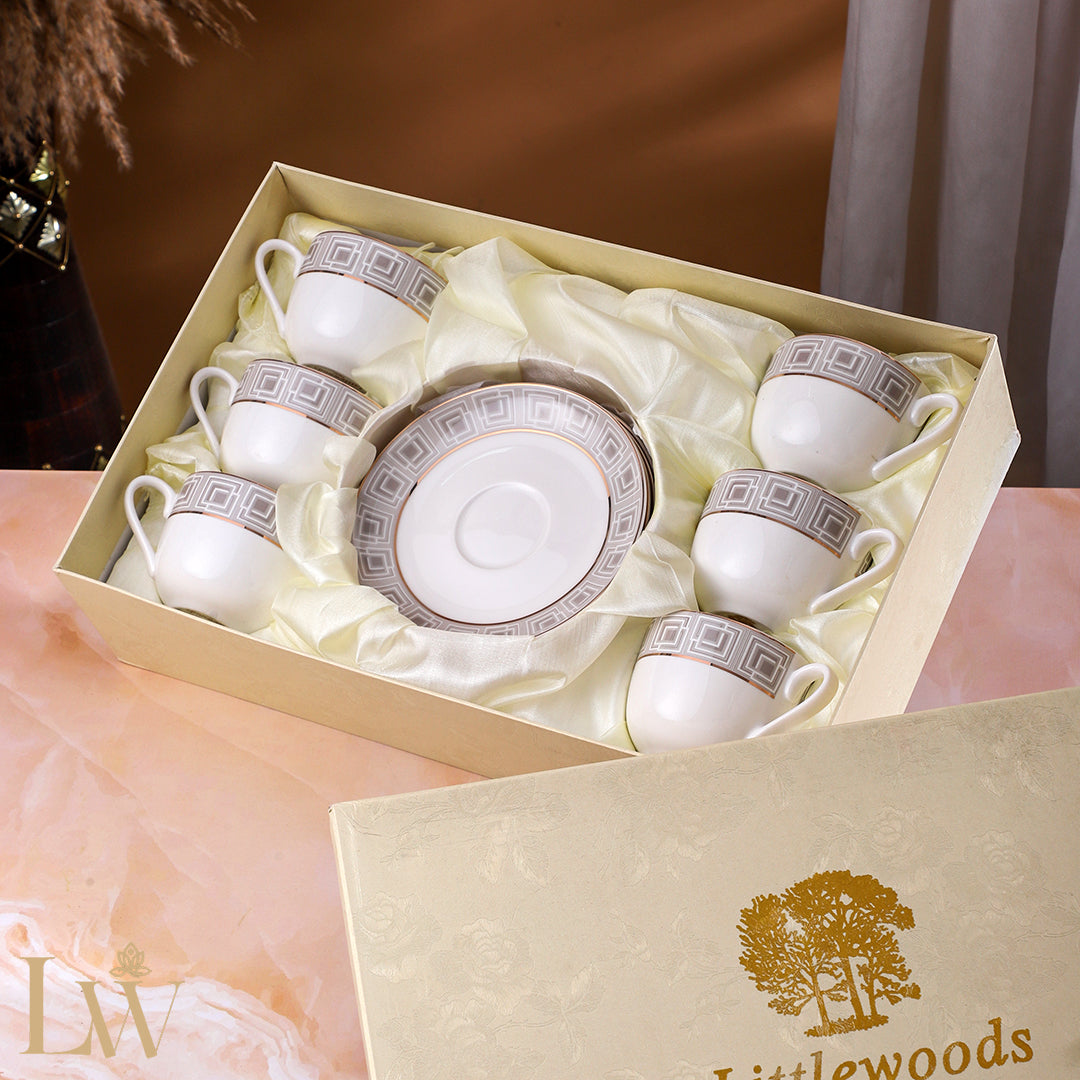 Quadrille Grey Cup Saucer (Set of 6)