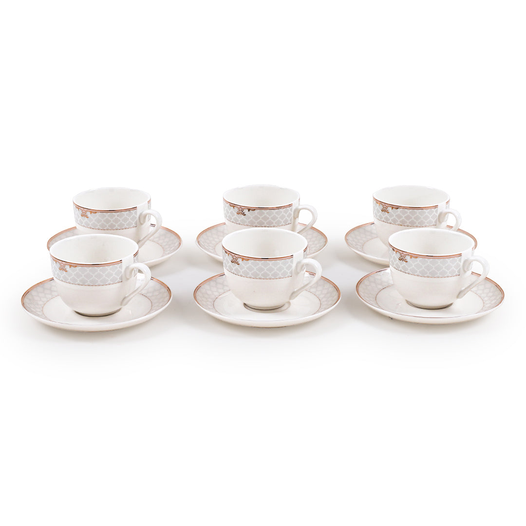 Ivory Rose Grey Cup Saucer (Set of 6)