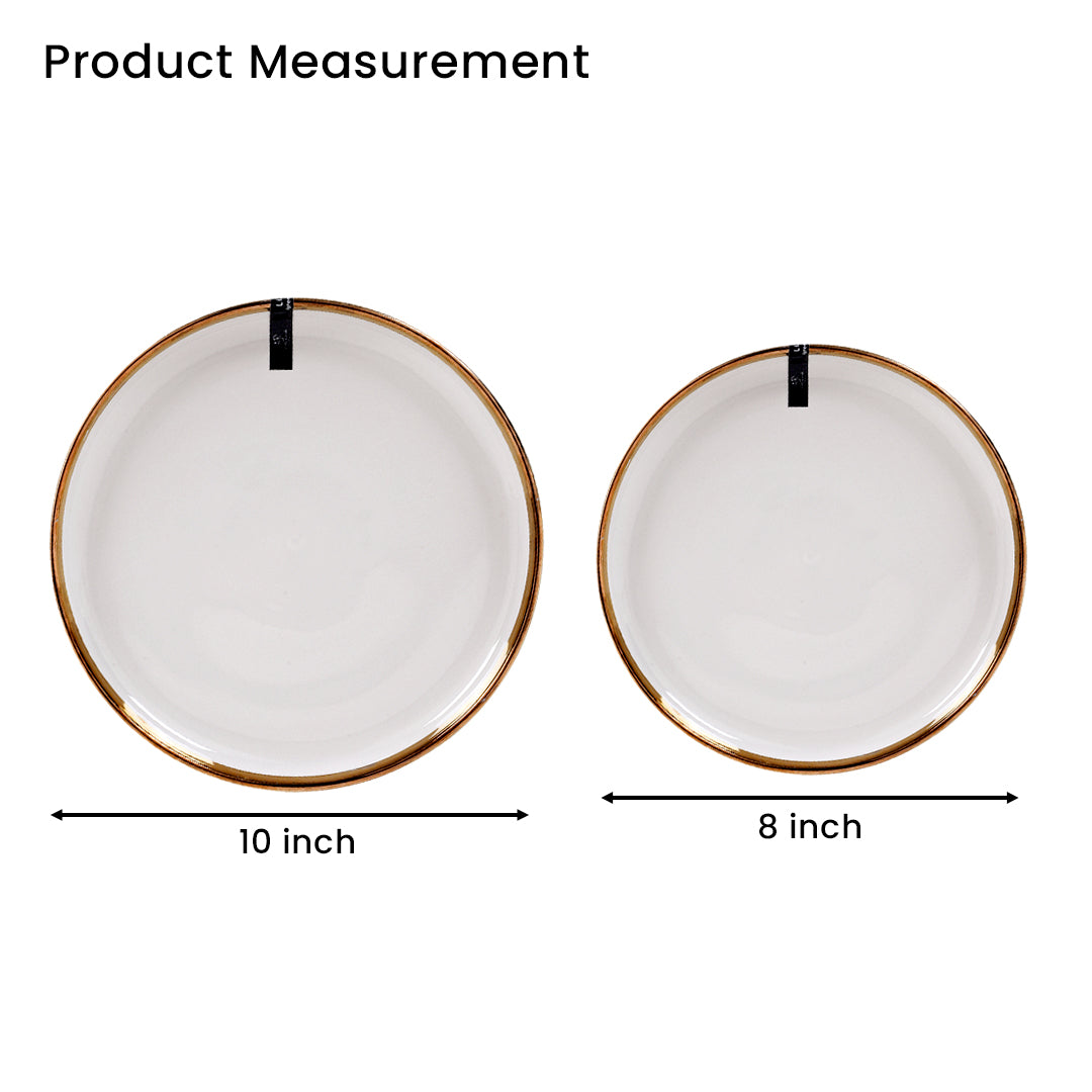 Ceramic Pearl White Gold 35 Piece Dinner Set