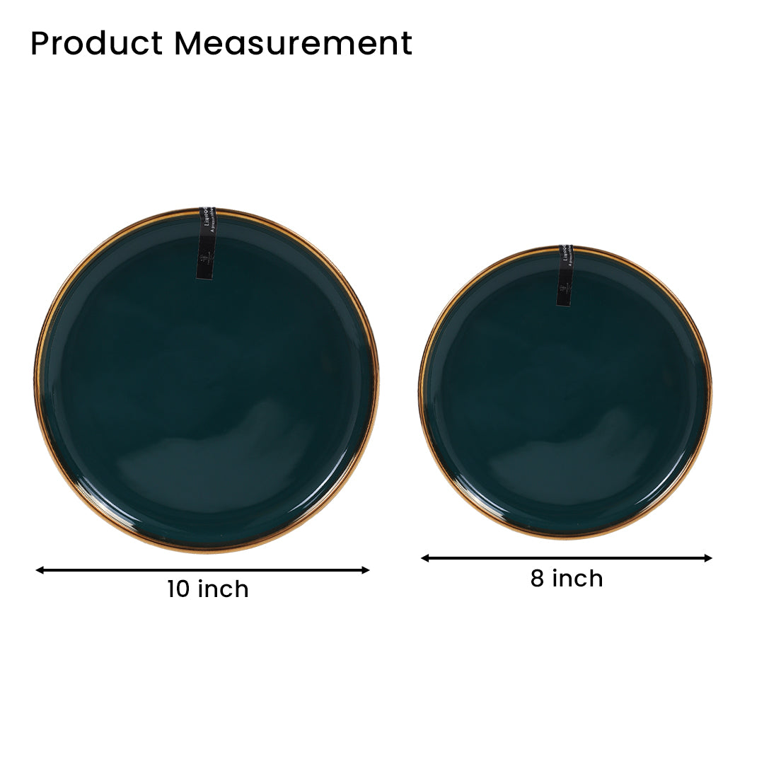 Ceramic Emerald Green Gold 35 Piece Dinner Set