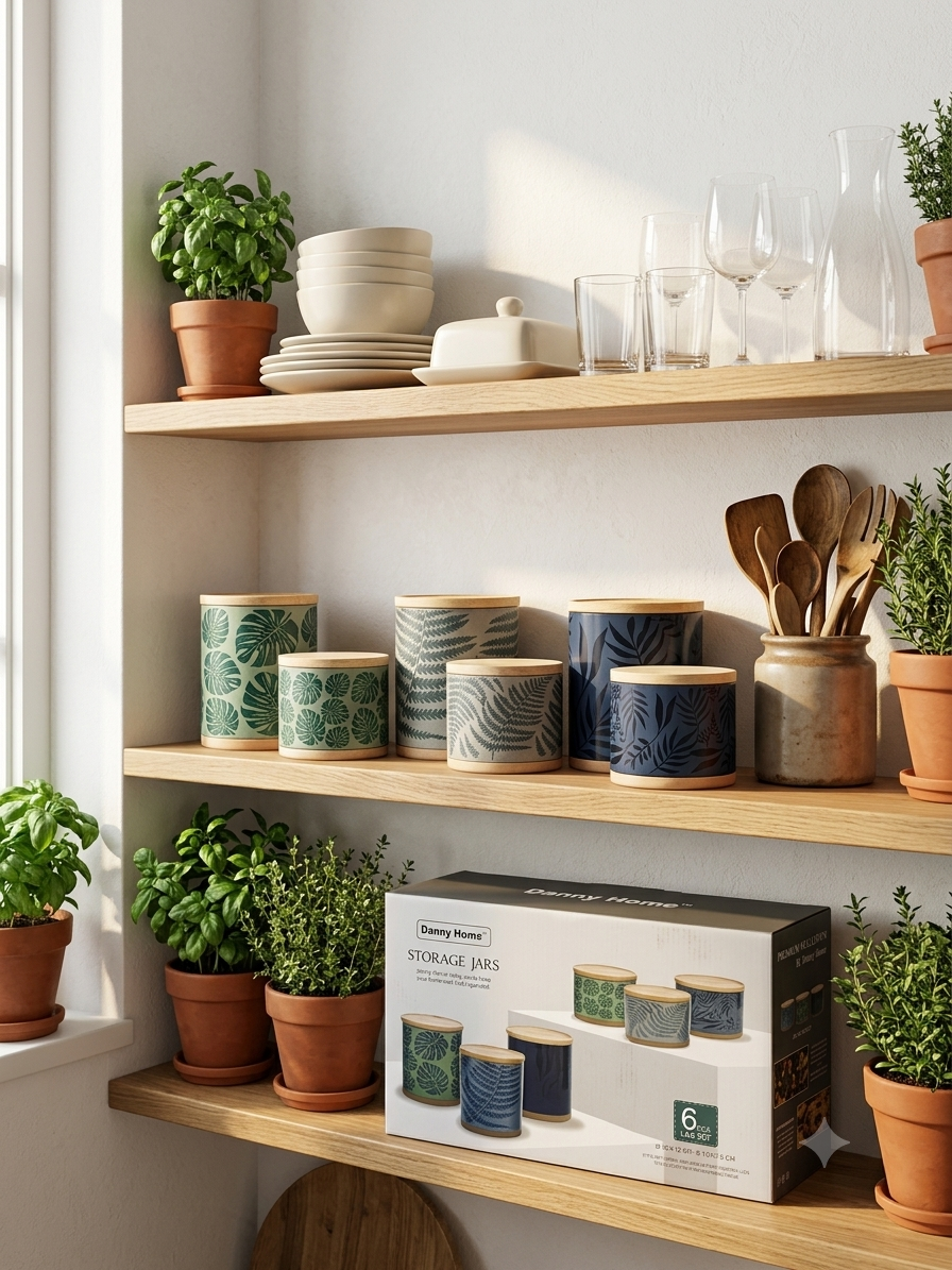 Littlewoods 6 Piece Ceramic Botanical Jars