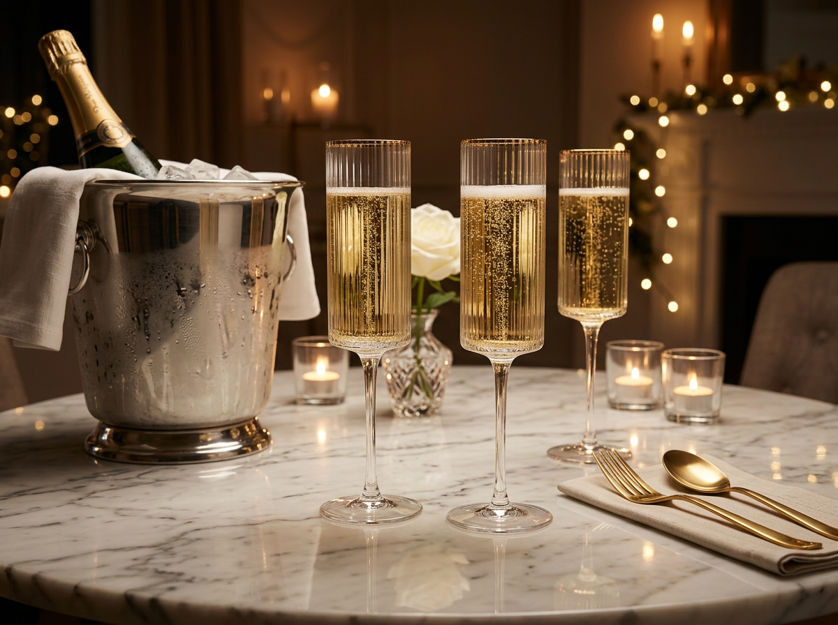 Signature Fluted Gold Line Champagne Glass