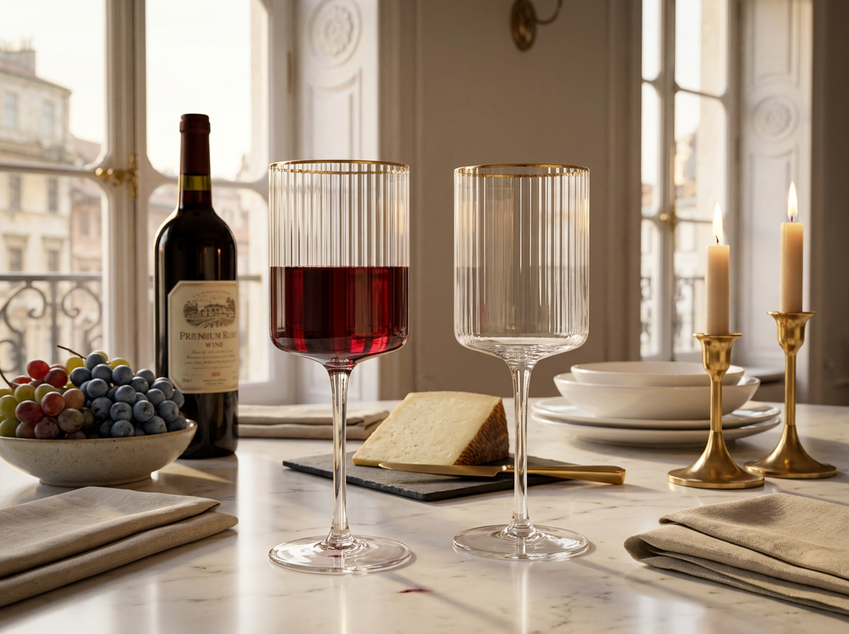 Signature Fluted Gold Line Wine Glass