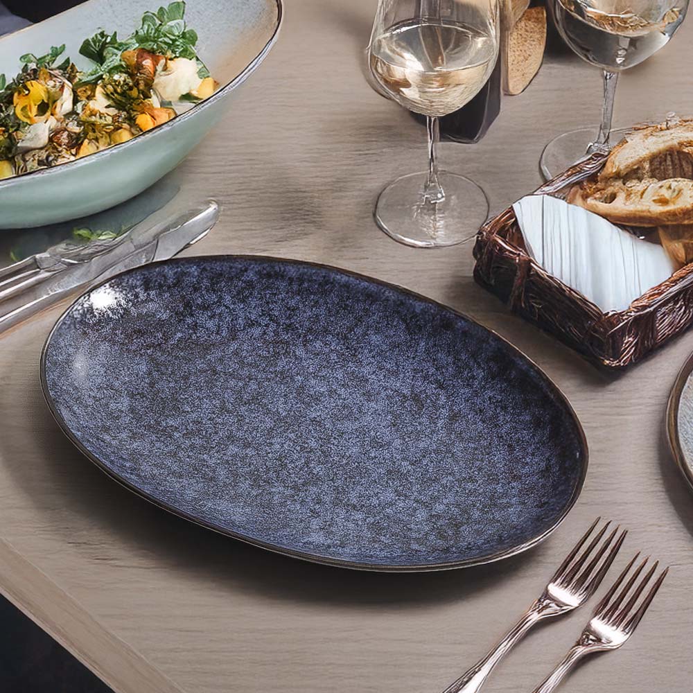 Nebula blue Oval platter (Small)