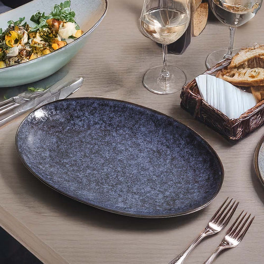 Nebula blue Oval platter (Small)