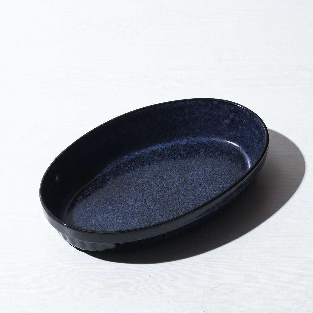 Nebula blue Oval Serving bowl (Small)