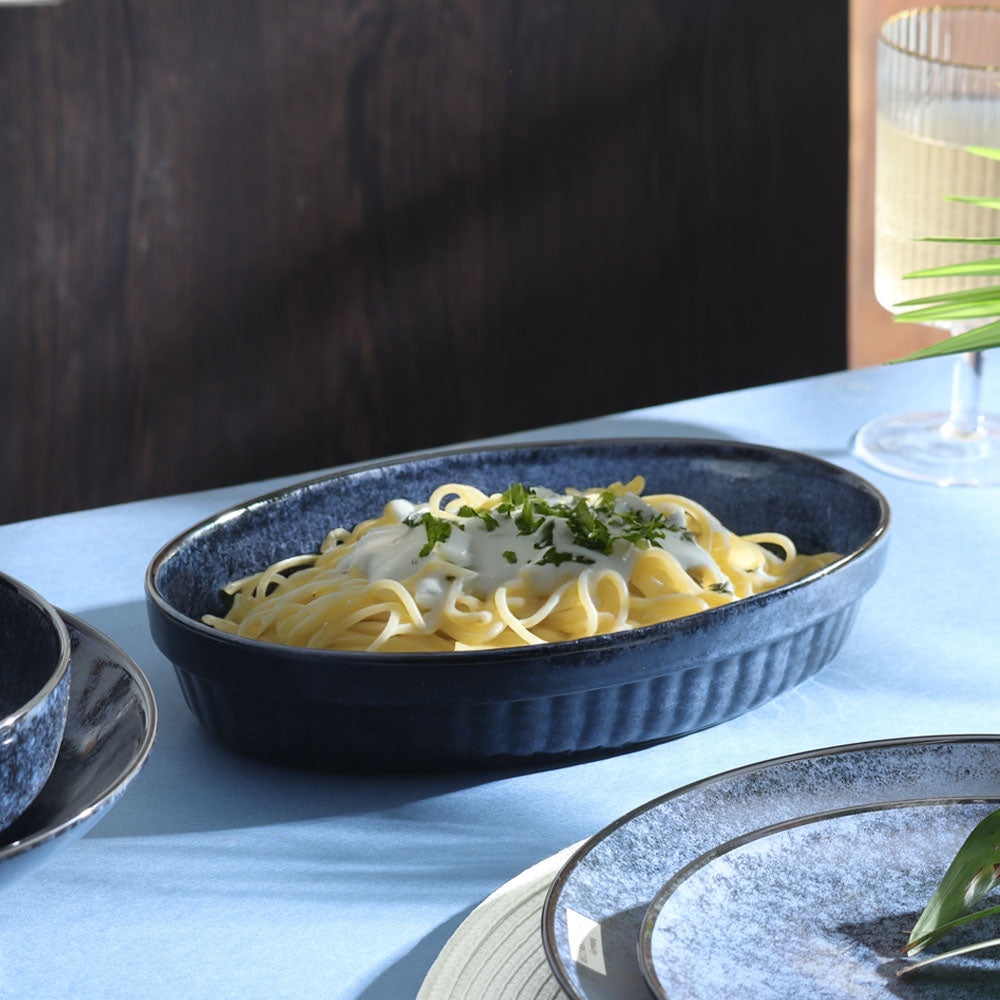 Nebula blue Oval Serving bowl (Small)
